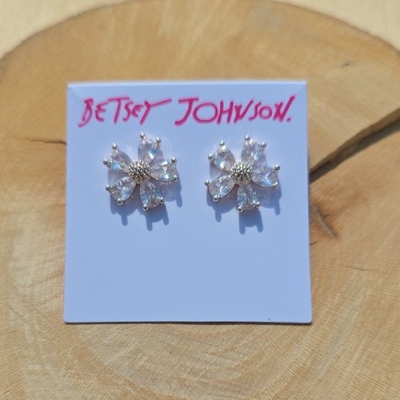 Betsey Johnson Jewelry - Betsey Johnson Crystal Flower Earrings